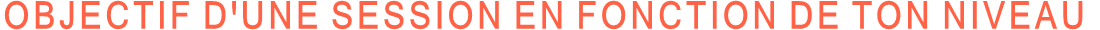 OBJECTIF D'UNE SESSION EN FONCTION DE TON NIVEAU